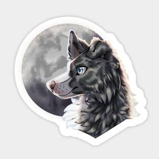 Blue Slate Merle Border Collie with Night Sky Full Moon Sticker